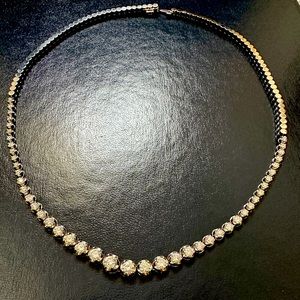 Real Diamond on 14k white gold tennis necklace - 4 carats